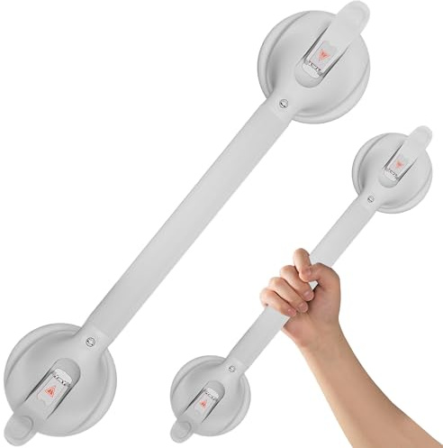 DAILYLIFE Saugnapf-Haltegriff für Badezimmer, werkzeugloser Duschgriff, tragbarer Haltegriff für Badewanne, Sicherheitsschiene für behinderte ältere Menschen, strapazierfähig (115 kg), 53.3 cm weiß