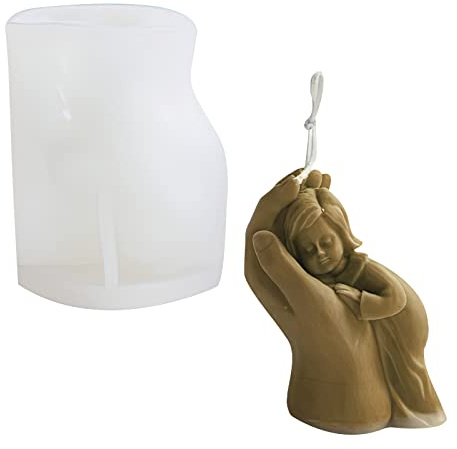Molde de silicona para vela del día de la madre, forma de vela para madre y bebé en forma de mano de la madre, velas de silicona, molde de silicona para la decoración del hogar