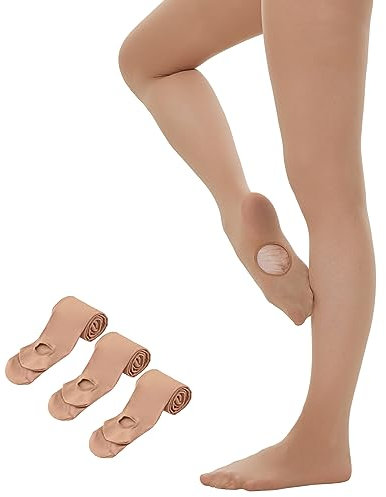 Yilanmy Dance Tights for Women Convertible Transition Ballet Tights Ultra Soft Opaque Pantyhose 3 Pairs (Light Suntan,S-M)