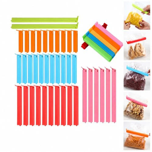 50 Pezzi Chiudi Sacchetti Colorati Clips Alimentari Tenuta Clip Sacchetti di Chiusura Clip di Tenuta per sigillare alimenti per la Cucina Ufficio Viaggio(6/8/11/16/18cm)