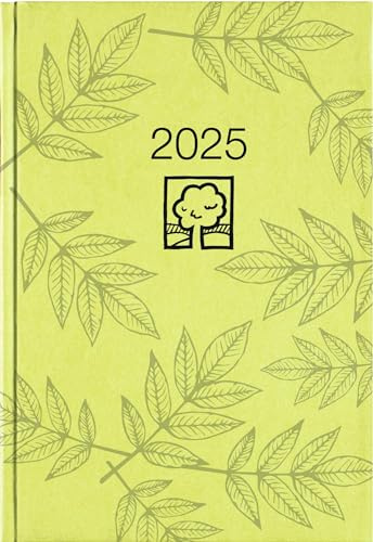 Zettler - Wochenbuch 2025 grün, 14,6x21cm, Taschenkalender mit 128 Seiten im Kartoneinband, Tages- und Wochenzählung, Mondphasen, Recyclingpapier und internationales Kalendarium