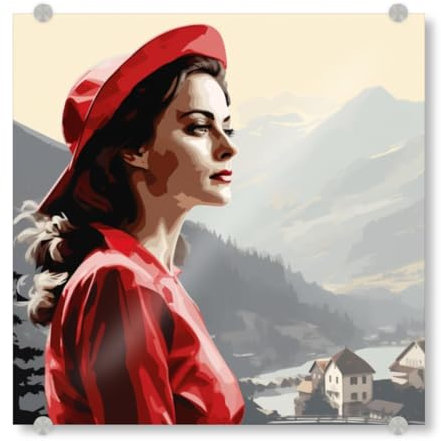 artboxONE Acrylglasbild 50x50 cm Natur Frau IM Berg Bild hinter Acrylglas - Bild Berge Berge Frau