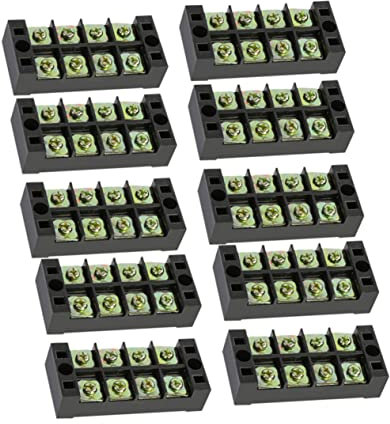 SOLUSTRE 10 Stück Tb4504 Schraubklemmenblock 45a 4-polig Doppelreihig mit Abnehmbarer Isolierabdeckung für Hausverkabelung und Platinenanschlüsse