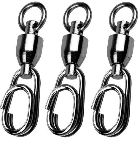 9Tong Hohe Festigkeit Snaps Wirbel Salzwasser Kugelgelagerte Angelwirbel Süßwasser Edelstahl Spaltringe Angeln 25pcs 30lbs