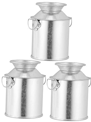 VINTORKY 3pcs Vintage Flower Bucket Metal Planter Decorative Flower Vase Handle Rustic Iron Pot for Garden Home Indoor Succulent Plant Holder