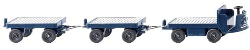 Wiking 116004 H0 Baufahrzeug Modell Elektrokarren mit Anhängern blau Spur HO 1:87