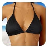 14K Gold Plated Body Chains for Women, Sexy Layered Belly Waist Chain Crossover Bikini Bra Chain, Summer Beach Rhinestone Body Jewelry(Starlight)