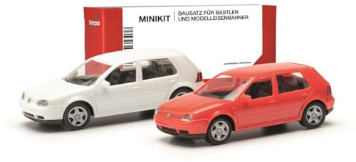 Herpa Modellbausatz MiniKit VW Golf IV 4-türig (2 Stück), Miniatur im Maßstab 1:87, Sammlerstück, Kit für Modellbau, Kunststoff