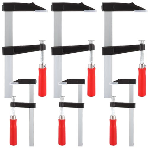ZOFUN 6 Pcs F Clamps, 5 x 15/8 x 30 cm Wood Clamps with Red Handles, Adjustable Woodwork Clamps Quick Slide for Carpentry Woodworks, Home DIY, Art & Crafts