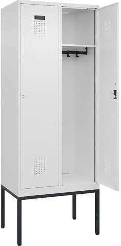 C + P Möbelsysteme C+P | Spind Evolo Plus | 2 Abteile | verkehrsweiß | B 800 mm | mit schmalen Füßen | Zylinderschloss