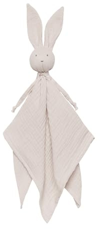 MayLily Schnuffeltuch Hase - 100% Baumwolle Musselin - Kuscheltuch Baby - leicht zu greifen, sicher für Kinder, waschbar, antiallergisch, besonders weich, hergestellt in der EU