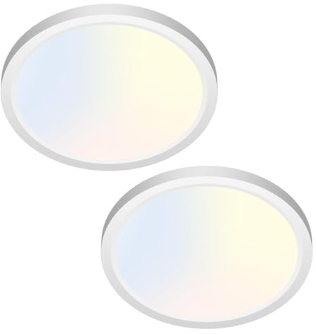 libtit 18CM LED Deckenleuchte Flach,2 Stück Badlampe Decke,15W 1500LM Deckenleuchten Rund， 3000K/4000K/6500K LED Deckenlampe, Deckenleuchten für Badezimmer, Schlafzimmer,Küche, Keller, Balkon