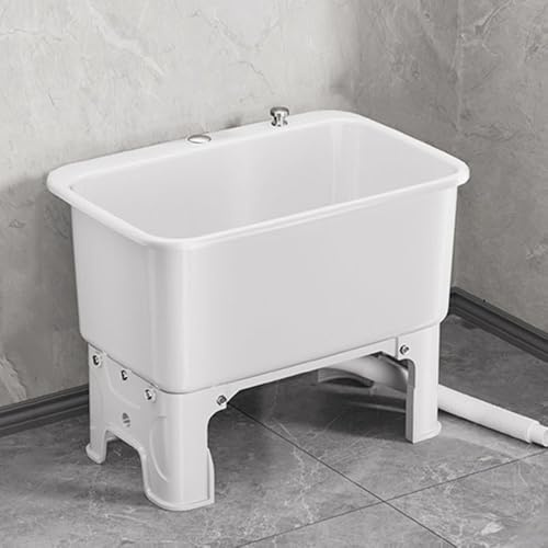 Fregadero de piso comercial, fregadero independiente, color negro, gris/blanco, para lavandería, cocina, baño, balcón, área de servicio de fregona de 26 cm, fácil de limpiar, duradero y funcional