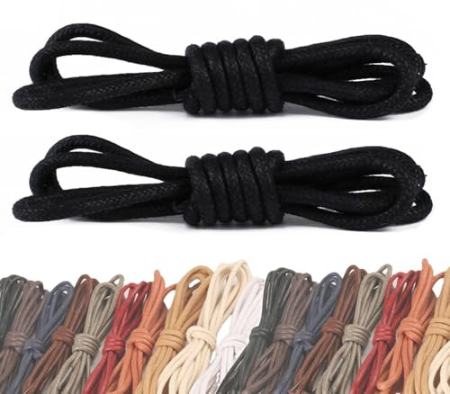 2 Paires Lacets En Coton Ciré Fins Business Oxford Lacets Chaussures D'IntéRieur Chaussures De Ville Chaussures En Cuir Unisexe Noir 80CM