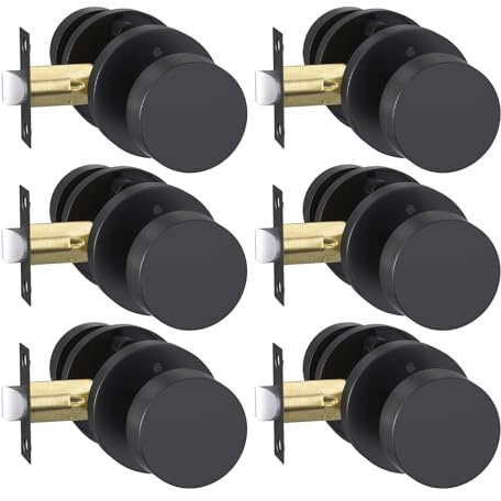 Goldenwarm Black Door Knobs Interior, Zinc-Alloy Privacy Matte Black Door Knobs, Heavy Duty Privacy Interior Doorknobs, Indoor Doorknobs for Bedroom, Bathroom (6 Pack)