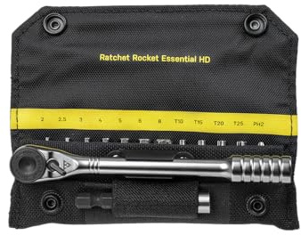 Topeak Ratchet Rocket Essential HD (TT2633) - 15-Funktions-High-Torque Mini Ratsche Tool Kit - 60Nm Kapazität - 13 Bits - Magnetischer Bithalter - Nylon 1000D Koffer - Kompaktes 202g Design