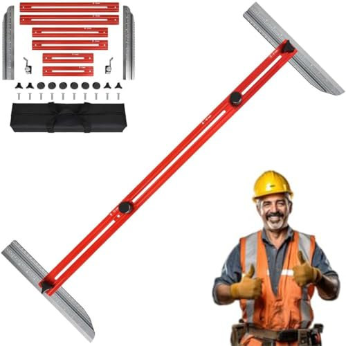 Qosigote Stair Measuring Tool, Stair Tread Gauge, Adjustable Measurement Tool, Shelf Scribe, Aluminum Alloy Construction, 65mm Length
