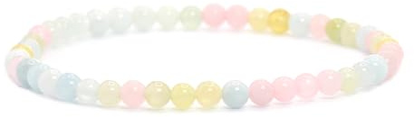 Äkta ädelsten armband med runda 4 mm pärlor – olika längder – helande sten skyddande sten ädelstenarmband lyckobringare talisman present, M - 18 CM, Ädelsten, Ädelsten