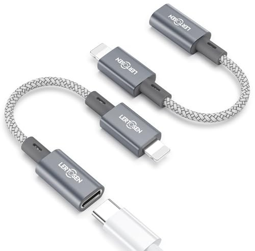 MFi Certified USB C to Lightning Adapter 2 Pack,27W PD Fast Charging & Data Sync Cable Adapter,Type C Female to Lightning Male Charger Converter for iPhone 14/13/12/11,iPad,AirPods - Not for Audio/OTG