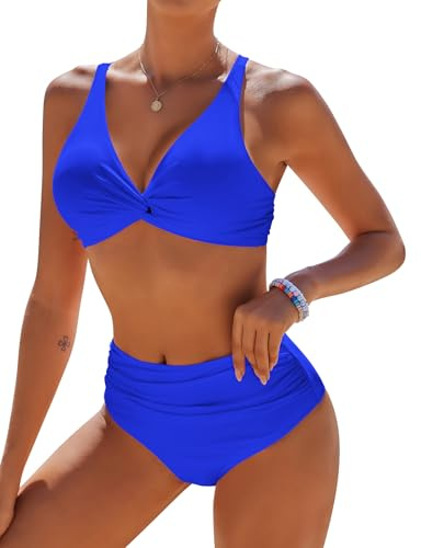 AI'MAGE Bikini dam set mage way sexig sommar hög midja tvådelad baddräkt baddräkt baddräkt S-XXL, Himmelblå, M