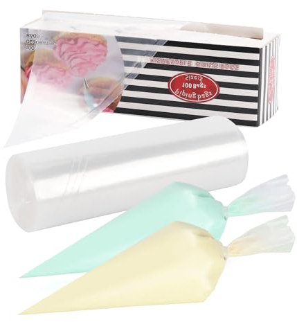 100 Pcs Disposable Icing Piping Bags, 10 Inch Clear Plastic Pastry Bags for Cake Cupcake Dessert Cookies Decoration (16x25cm)