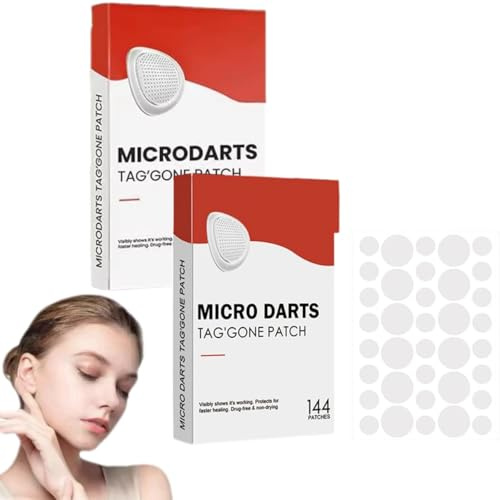 Patchs anti-verrues Microdarts Tag'gone, Patchs anti-verrues, Autocollants boutons pour le visage et la peau,acrochordons, de soin de la peau (2 boîte)