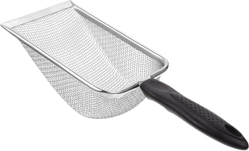 Nokwocy Pala para arena para gatos, pala de metal, pala para arena para gatos con mango de madera, 2 mm de tamaño de poro de metal, pala para gatos