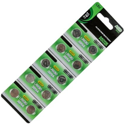 10 pilas alcalinas AG10 LR1130 de botón de 1,55 V, adecuadas para mandos a distancia y dispositivos pequeños