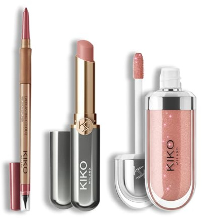 KIKO Milano Lip Glow Trio | Precision Automatic Lip Liner 17, Unlimited Stylo 03 & 3D Hydra Lipgloss 20 | The Perfect Lip Combo for Defined & Glossy Lips