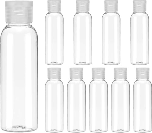 10 Pcs Clear Plastic Travel Bottles, 100ml Leak Proof Clear Travel Bottles with Screw Lids, Refillable Containers for Toiletries, Flip Cap Plastic Squeeze Bottles for Shampoo Conditioner Lotion