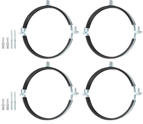 TA-VIGOR 4 Pcs Adjustable Pipe Bracket Clamp 6.3(160mm), Wall Ceiling Mount Split Ring Pipe Hanger, Heavy Duty Galvanised Iron Strap Clamp with Rubber Cushion for Water Gas Drain
