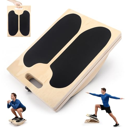 Professional Wooden Slant Board, Wooden Slant Board for Calf Stretcher & Balance, Slant Board with 6 Incline Angles, Stretch Board, Balance Board for Knees Ankle Heel Feet Leg Balance Training (B)