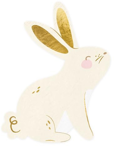 Form‑Servietten Bunny 3‑lagig mit Goldakzent – 12.5 × 16 cm gefaltet (25 × 32 cm offen) – Kindergeburtstag & Oster‑Party – 1 Pack (20 Stück) Baby Shower
