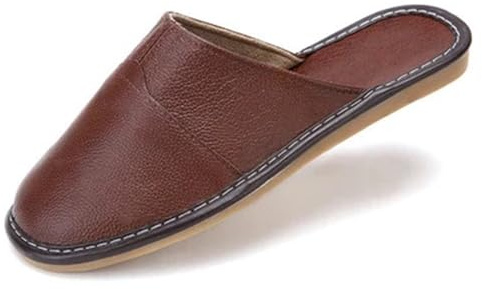 IRGVJIFR Herrtofflor läder sneakers för män, storlekar 35 till 44, Casa For, lyxiga unisex skor, Brun, 42 EU