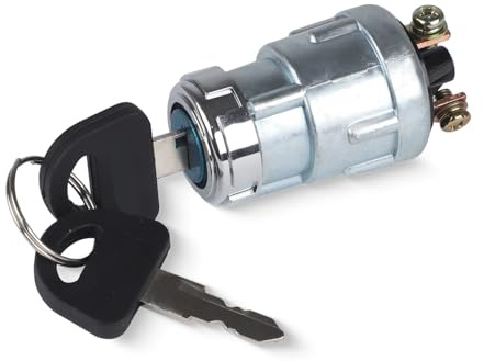 Interruttori di avviamento dell'auto Interruttore di avviamento motore con terminale a 3 posizioni da 12 V 2 chiavi per auto, moto, trattore, carrello elevatore, scooter(With Black Key)