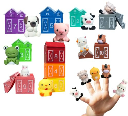 Fingerpuppen Für Kinder,Weiches Silikon Bauernhof Tiere Spielzeug | Bauernhof Spielset Mit Tieren Und Stall | Kindergeburtstag Weihnachten