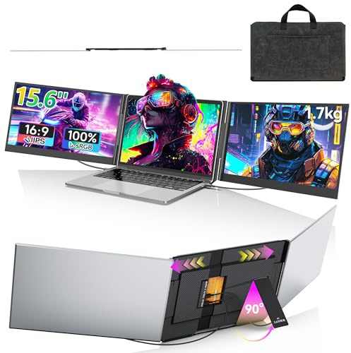 15.6'' Triple Laptop Screen Extender, Ultra-thin Portable Monitor Laptop