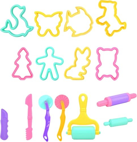15 Pcs Playdough,Playdough Accessories,Play Doh Tools | Random Color playdough set,Detailed Durable Plastic DIY Clay Dough Set, Claydough Cutters Clay Roller and Modeling Tools