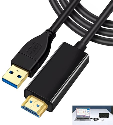 USB 3.0 to HDMI Cable 1.8M, 1080P USB to HDMI Converter Cable, USB 3.0 to HDMI Male Video Audio Graphics Adapter for Multi Display Screen Mirroring & Extension Suitable for PC Laptop Projector HDTV TV