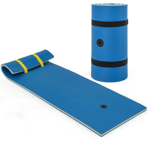 COSTWAY Schwimmmatte 210 x 66 cm, schwimmende Wassermatte bis 60 kg belastbar, schwimmender Matte aus reißfestem XPE-Schaumstoff, Wasserliege, Wasserhängematte für Kinder und Erwachsene (Blau)