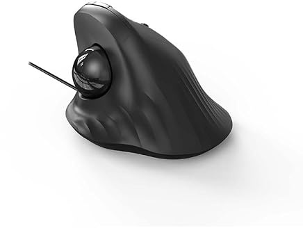 JOMAA Ratón con cable Trackball – Diseño ergonómico con 6 botones y conmutador CPI (400/800/1200/1600 CPI), indicador LED rojo, tasa de interrogación de 250 Hz, para PC, portátil, ordenador (negro)