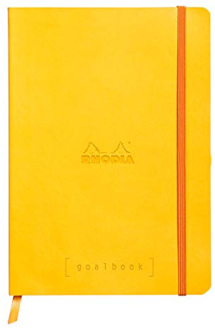 Rhodia 117756C - Notizheft - Goalbook Rhodiarama DIN A5 (14,8x23cm), mit flexiblem Einband, 120 Blatt elfenbein 90g, Dot - punktkariert, Gelb, 1 Stück