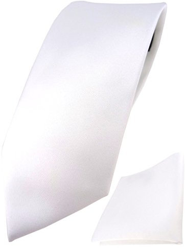 TigerTie Herren Krawatte – Klassische 7,5 cm Krawatte Designer Einstecktuch in weiss einfarbigem Design, ideal für Geschäftstermine, festliche Anlässe und die Freizeit