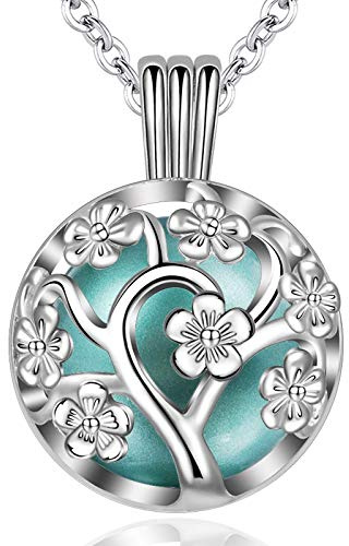 EUDORA Harmony Ball Collier Bola de Grossesse for femme enceinte Pendentif Fleurs de Cerisier avec La Cloche pour Femmes Mère Future Bébé Bijoux Cadeau original, 76cm + 114cm