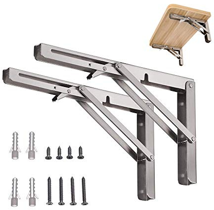 Fortspang Klappkonsole Schwerlast, Edelstahl Regalträger Schwerlast, Professionelle Klappkonsole Wand für Bänke Regale Wandmontage, Platzsparende (300mm, 2 Stück)
