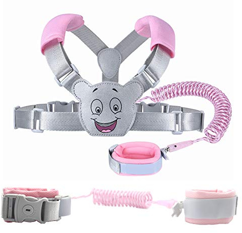 Bambino A piedi Guinzaglio di sicurezza e Anti perso Collegamento del polso,guinzaglio di sicurezza per imbracatura per bambini con serratura,Guinzaglio elastico di sicurezza