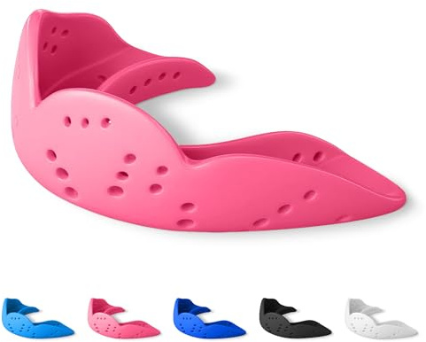 SISU Aero Small Mouthguard, Hot Pink - 30% Stronger Protection for Lacrosse, Football, Hockey, Roller Derby, Team Sports - Remoldable Up to 20 Times - Ultra Slim - Non Toxic