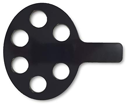 Chabrias Ltd 6 Hole Shot Glass Holder with Shot Glasses Black Plastic with Handle Bar Restaurant Paddle Drinks (Black Paddle only)