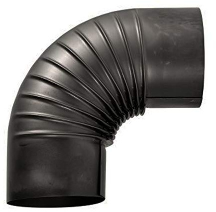 Gebläut Ofenrohr Rauchrohr blau/schwarz 90° Bogen gerippt 100mm Durchmesser Blaublech