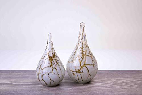 Urne funéraire blanche avec feuille d'or pour cendres humaines 15 et 19 cm - Verre Loranto fait main (19)